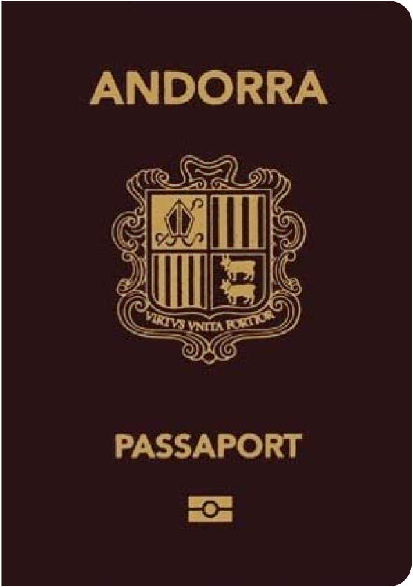 A regular or ordinary Andorran passport - Front side