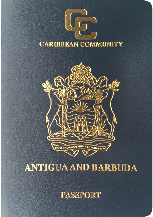 A regular or ordinary Antigua and Barbuda passport - Front side