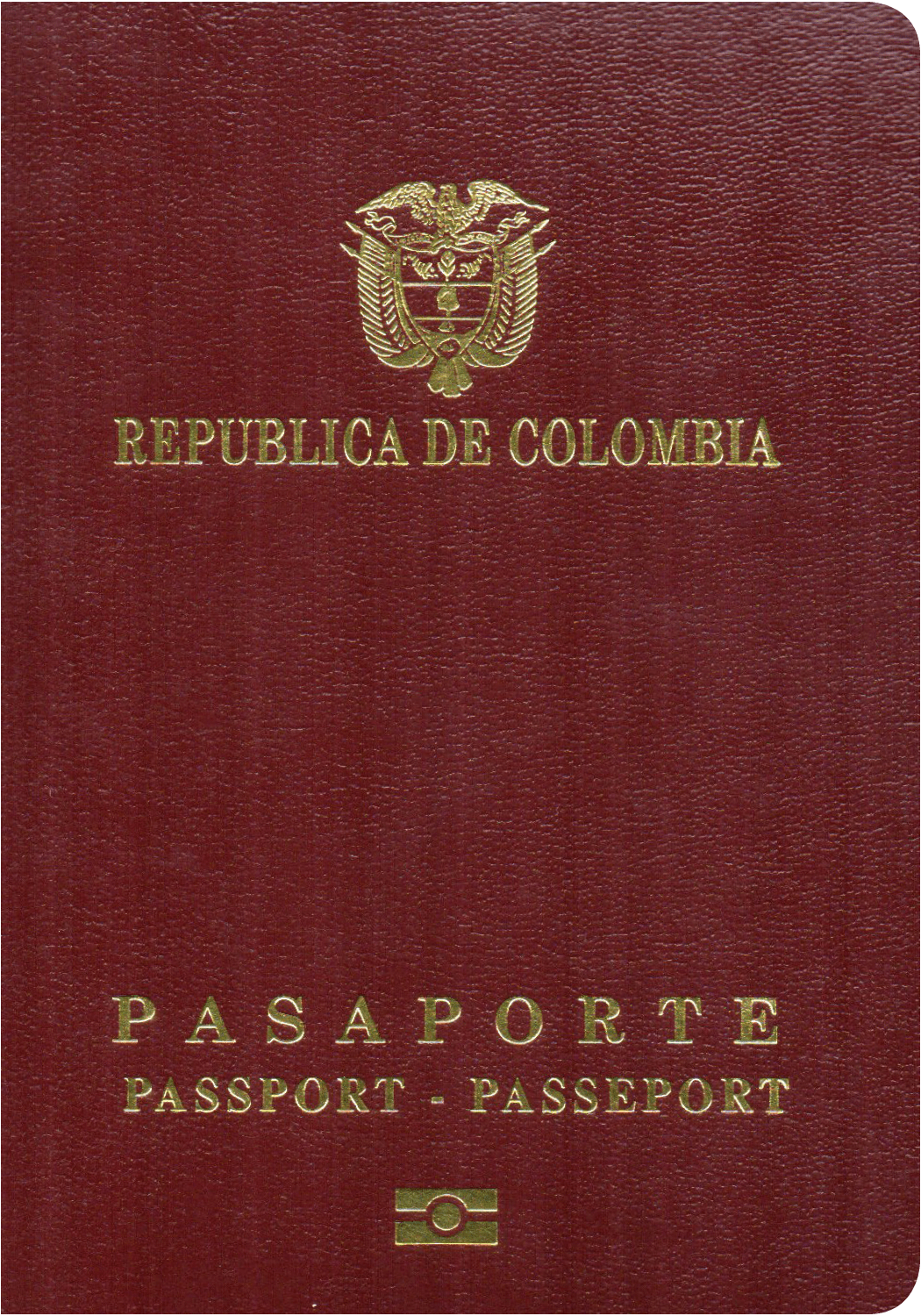 A regular or ordinary Colombian passport - Front side