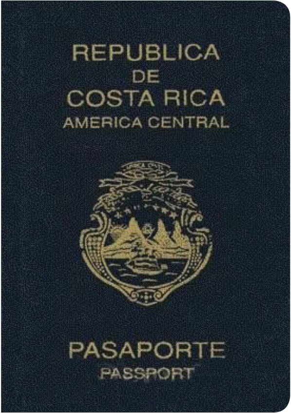 A regular or ordinary Costa Rican passport - Front side