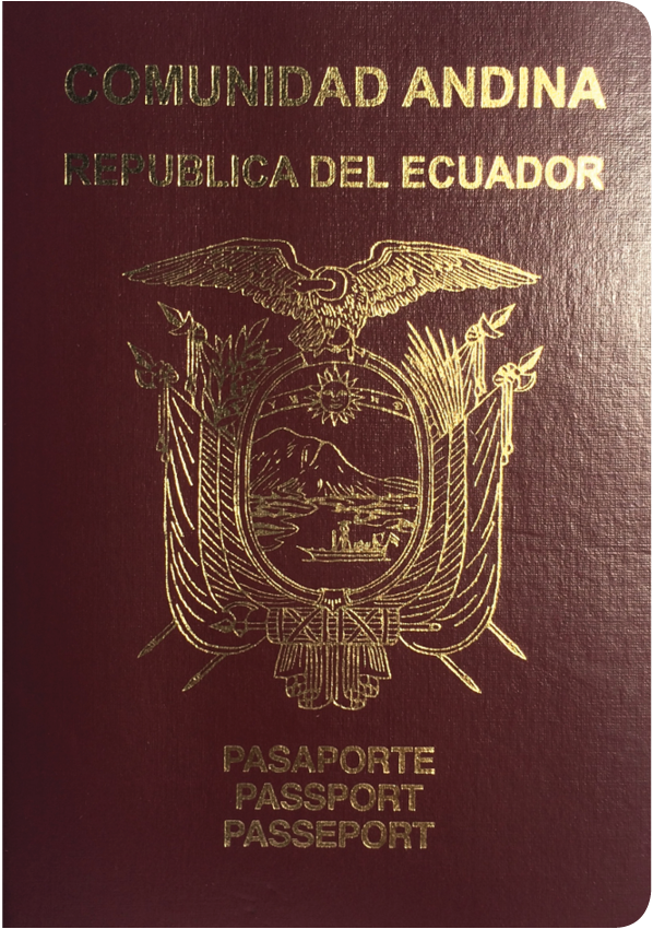 A regular or ordinary Ecuadorian passport - Front side