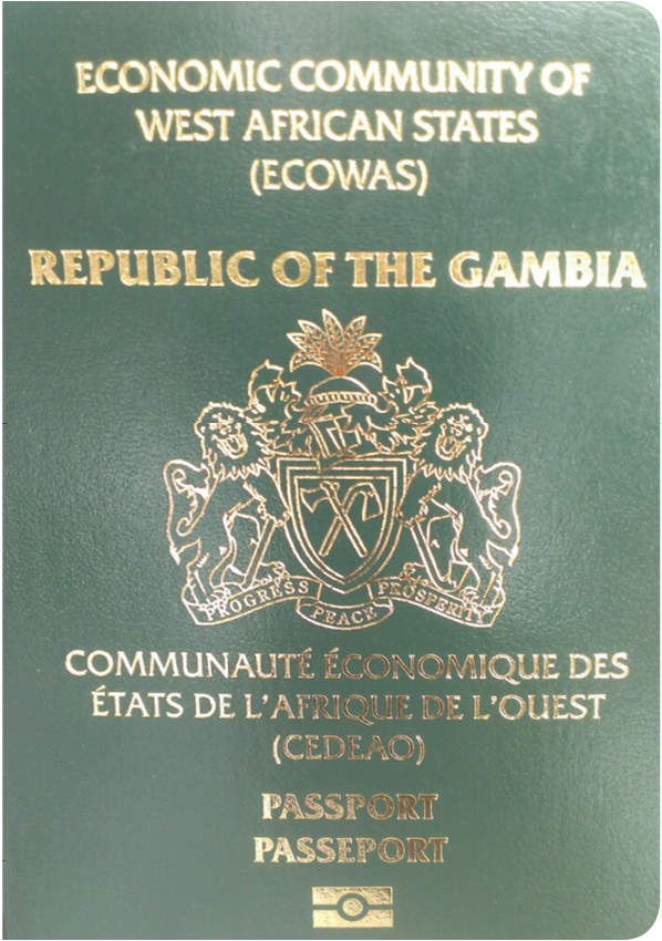 A regular or ordinary Gambian passport - Front side
