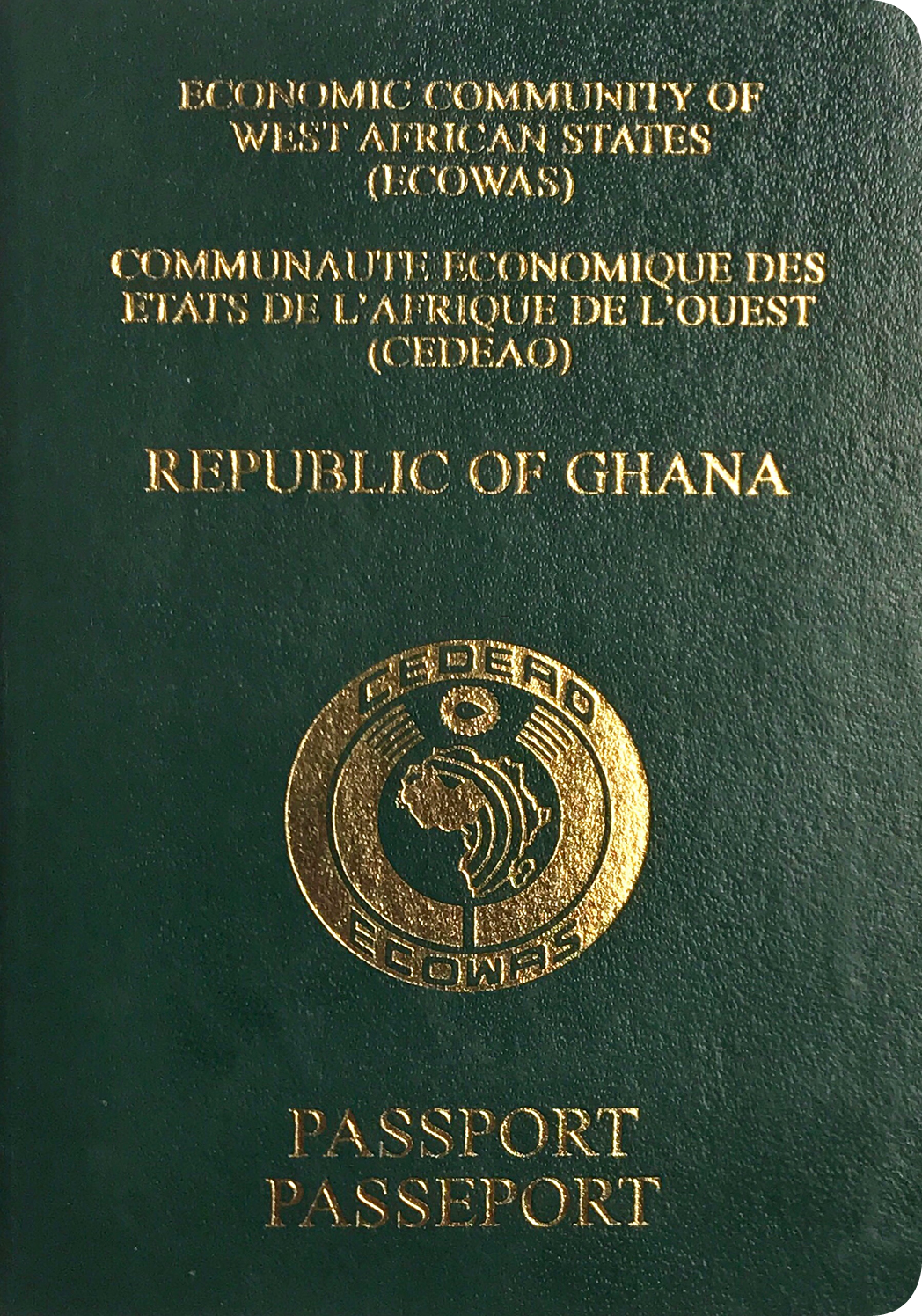 A regular or ordinary Ghanaian passport - Front side