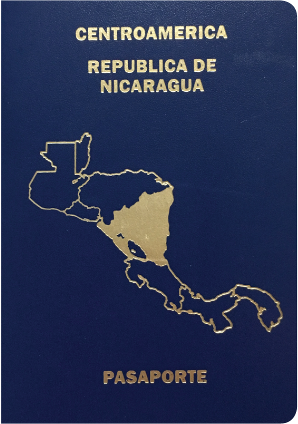 A regular or ordinary Nicaraguam passport - Front side