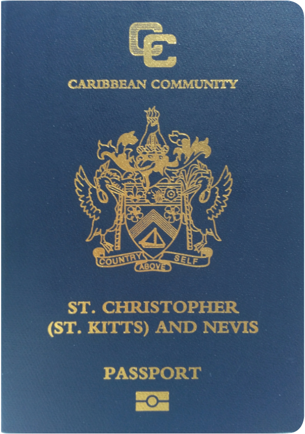 A regular or ordinary Saint Kitts and Nevis passport - Front side