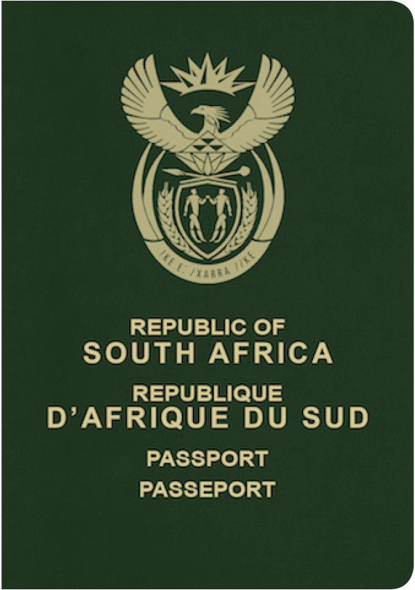 A regular or ordinary South African passport - Front side