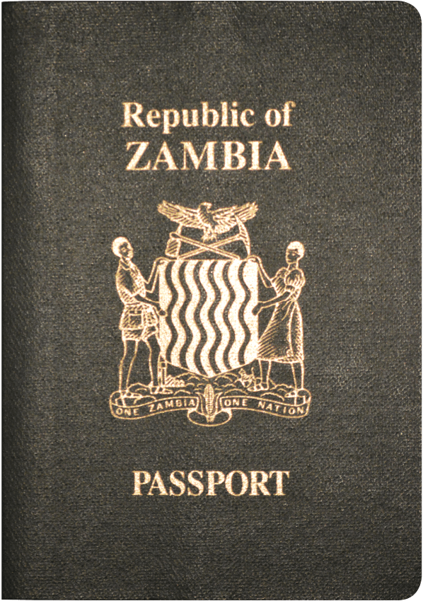 A regular or ordinary Zambian passport - Front side