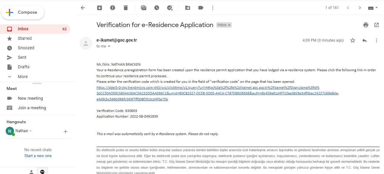 verification link